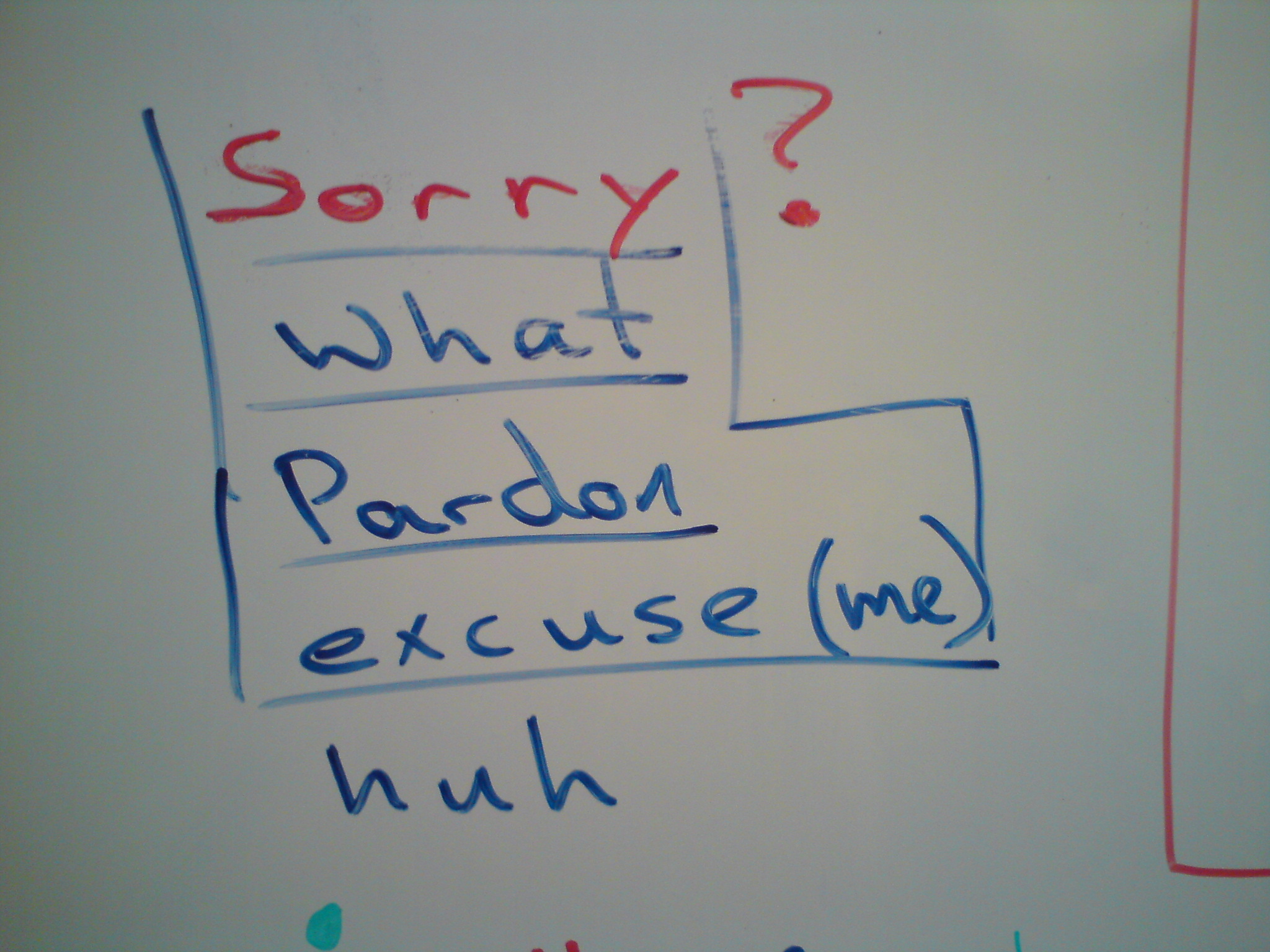 "Sorry?" - whiteboard