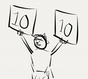 cartoon of judge awarding 10 points